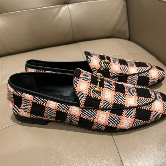 Gucci Jordaan tweed loafers pink and black - Picture 3 of 12